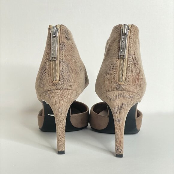 Revolution Indulge Ankle Cuff Heels Sz 7 Taupe 3.5 "Heel Back Zipper Almond Toe - Picture 3 of 15